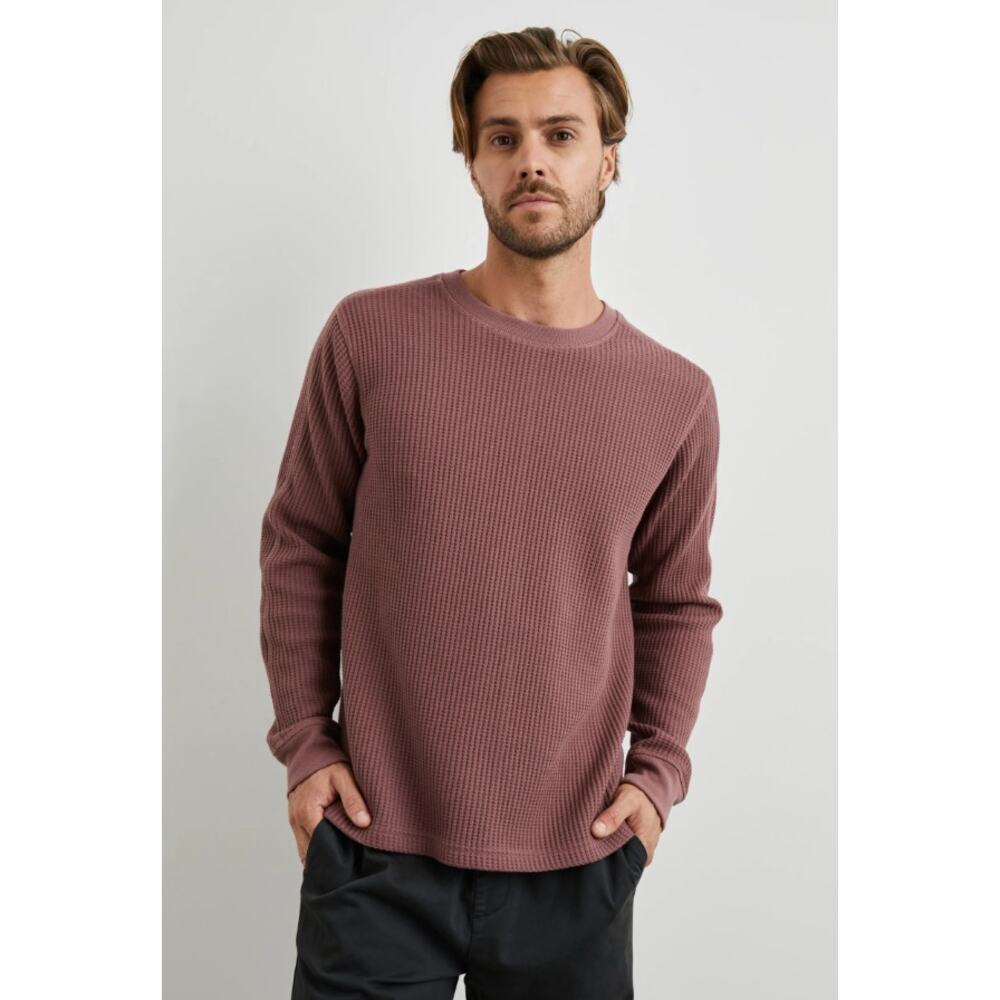 Rails Men's Wade Thermal Waffle Knit Long Sleeve Top in Brick Size Medium